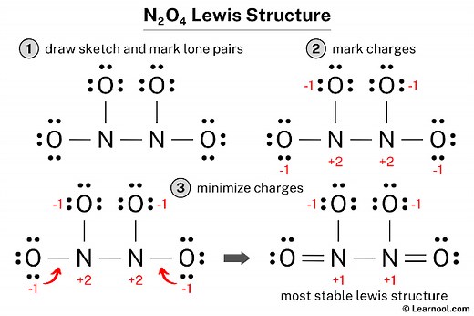 N2O4 Lewis structure - Learnool