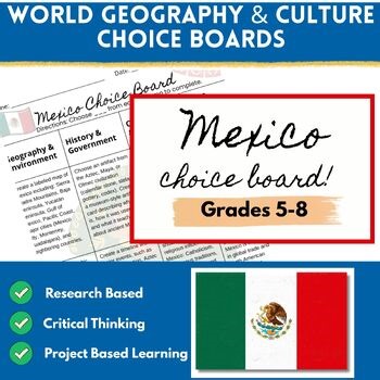 Mexico Country Study Choice Board|5th–8th Grade World Geography Research Project