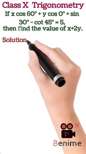 If xcos 60°+ ycos 0°+sin 30°-cot45° = 5, then find the value of x+2y.@didacticsofmaths #maths #yt