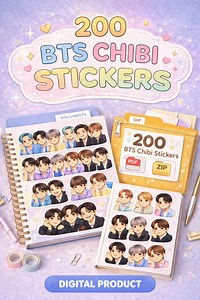 BTS Chibi Stickers Bundle 200 | Printable PDF   SVG Files - Etsy