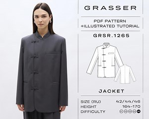 Blazer Sewing Pattern PDF | Chinese Jacket Digital Pattern | Sizes 42 / 44 / 46 (RU) | Grasser Pattern No. 1265 - Etsy