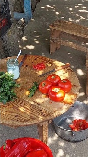This is how we work in the countryside on a round table