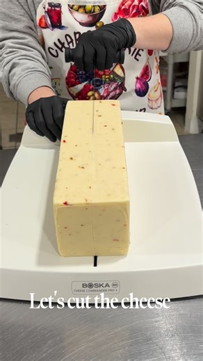 Boards & Bordeaux | Las Vegas Charcuterie + Grazing on Instagram: "Who cut the cheese?!? 🧀🤪 We did! Comment “SLICER” and I’ll DM you the link to this commercial cheese wire 🤭 #cheese #fyp #cheeseboard #catering #slice"