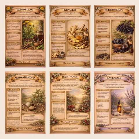 Medicinal Plant Reference Cards, Botanical Herbalism Guide, Homeschool Nature Study (Printable PDF)
