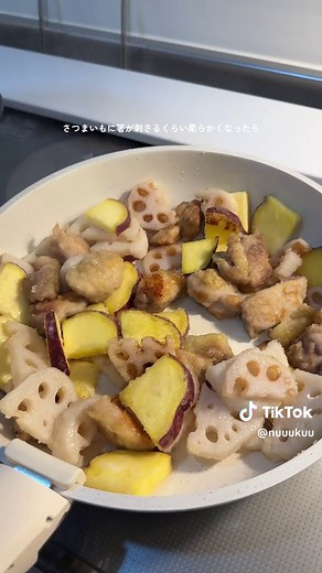 鶏とレンコンとさつまいもの甘辛炒めレシピ
