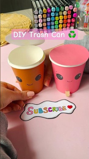 Mini DIY Trash Can 🗑️ | Cute & Easy Paper Craft #kawaii #papercraft #diy #shortsviral