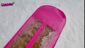 1 Pack Hair Extension Hanger with Storage Bag Wig Holder Storage Bag Bundles Hairpieces Ponytail Wig Carrier Case with Hanger for Store Style Hair Travel Pink Color