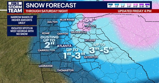 Georgia Winter Storm Warning: Snow totals, timing, and rare -15° wind chill forecast