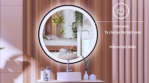 32 Inch Backlit Round LED Vanity Mirror with Lights Backlits Frameless Round Lighted Mirror for Bathroom Wall LED Circle Vanity Mirrors with Lights Smart 3 Color Dimmable Memory AntiFog