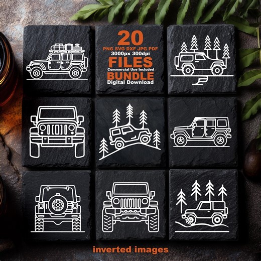 Offroad 4x4 SVG Bundle CNC Router Files Slate Coasters Laser Cut Truck Silhouette Workshop - Etsy
