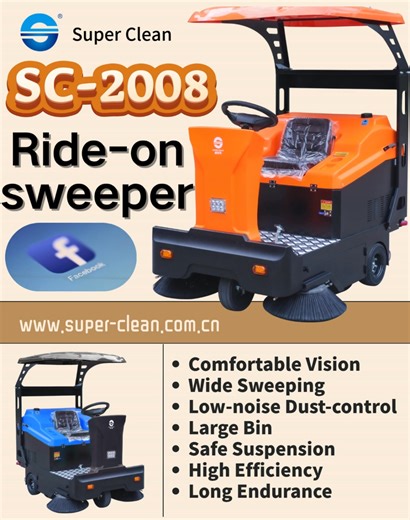 🚀 Introducing Super Clean’s **SC2008 Ride-on Sweeper** – Your Game-Changer for Large-Area Cleaning! ✨ Why It’s a Standout: - **Efficient & Versatile**: Covers 9200㎡/h, perfect for municipal roads, factories, warehouses, and more. - **Comfort & Control**: Comfortable seat, excellent visibility, and 55dB low-noise operation. - **Tech-Forward Design**: Imported Euro-American electronic control system, 120L large garbage bin, and patented dust control system (no secondary dust). - **Impressive Spec