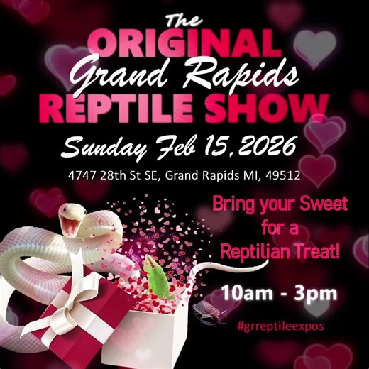 February 15, bring your Valentine, family, friends, or just treat yourself! you'll find a huge variety of Exotics, supplies, enclosures, feeders, oddities, art, and more! Don't miss this show! #grreptileexpos