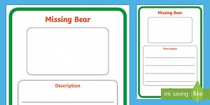 Missing Bear Poster Writing Template