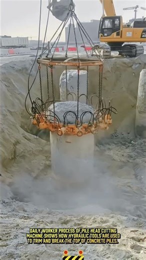 Powerful Pile Head Cutting Process! The Fastest Way to Break Concrete #dailywork #construction