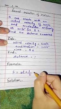 2nd Equation of Motion Numerical | Distance in Seconds