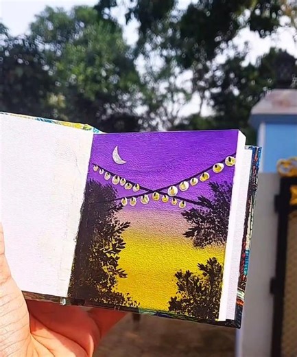 🌙 Easy Moonlight Night Painting Tutorial 🎨Relaxing art journal painting 💙