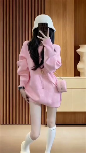 皮尔卡丹（pierre cardin）慵懒风宽松感粉色毛衣冬装2026年秋冬新款针织衫冬季上衣女装 粉色套头毛衣 L (108-118斤内)
