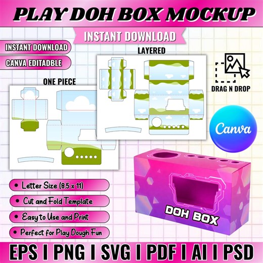 Play-doh Box Template Canva Activity Box Template Party Box Template Party Favor Template Kids Activity Template Printable Template - Etsy