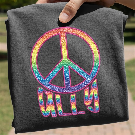 Glitter Rainbow Peace Sign Ally PNG, Pride Support LGBTQ Design, Transparent Digital Download, Hippie Boho Sublimation File - Etsy