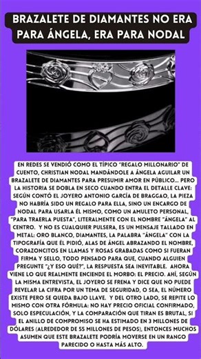 BOMBAZO: EL BRAZALETE DE DIAMANTES NO ERA PARA ÁNGELA, ERA PARA NODAL