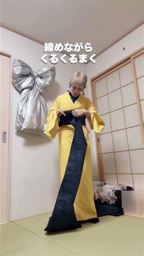 No hands needed?! Kimono outfit with a Ginza-style obi sash #kimono