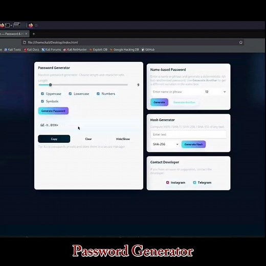 Password Generators | HTML CSS JS Based | Text to Hash | MD5, SHA-1, SHA-256, SHA-512