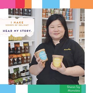 A firm believer of making people smile with gelato, here’s the story of Sharon Tay, an ex-investment banker who pursued her passion to become a gelato maker and establishing the award-winning brand, Momolato. When she was younger, Sharon used to make flavoured ice-cubes and homemade ice-cream with her grandma. These early forays into treat-making developed her passion. To further her skills, she took a sabbatical from a well-paying job to Italy to learn pastry and gelato-making, and she has not 