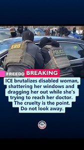 BREAKING: ICE brutalizes disabled woman, shattering her windows and dragging her out while she’s trying to reach her doctor. The cruelty is the point. Do not look away. Follow @ReallyAmericanMedia for more. | Really American