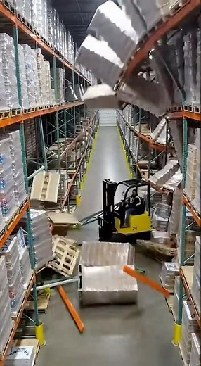 CCTV Catches Forklift Causing Warehouse Collapse