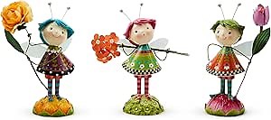 MACKENZIE-CHILDS Set of 3 Calico Spring Fairies, Home and Garden Fairy Decor