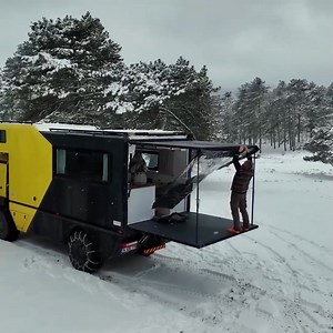 Camping in a Truck Caravan with a Stove During a Fierce Snowstorm ❄️🚚 #WinterCamping #StormAdventure | Mountains Camping