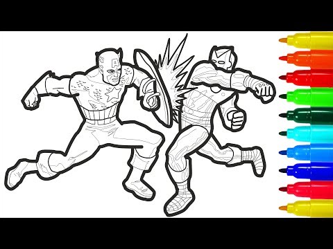 Captain America Iron Man battle Coloring pages
