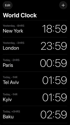 Tel Aviv - clock falling back 1 hour (October 26, 2025)