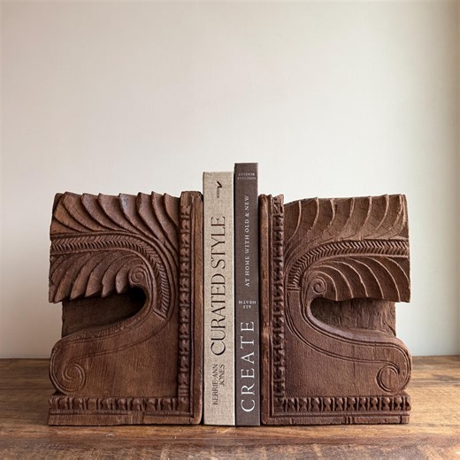 Vintage Wooden Hand Carved Bookends | Antique Corbel Pair - Etsy
