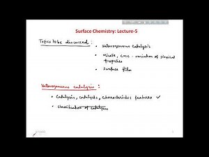 Heterogeneous Catalysis: Surface Chemistry - Lecture 5