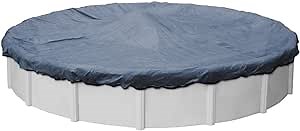 Robelle 21 ft Extra Heavy Duty XL Mesh Blue/Black Winter Pool Cover for Above Ground Pools, 4 ft Overlap (25 ft Cover Size), 12 x 12 Scrim, 3.7 oz/yd2, 15-Year Warranty, Style: 4221-4