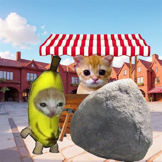 Banana Cat 🍌🐱 Creates His Own Stone Statue 🗿✨