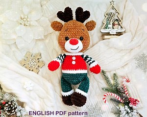 DIY Crochet Christmas Reindeer PATTERN PDF - Easy Amigurumi Christmas Deer Ruddy Pattern - Etsy