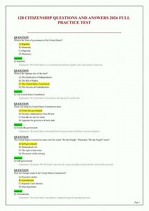 128 CITIZENSHIP QUESTIONS AND ANSWERS 2026 FULL PRACTICE TEST Exam prep
