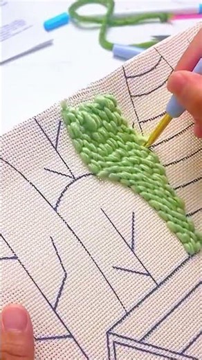 Let's Punch Needle Embroidery together：landscape-4#handbroidery #handmade