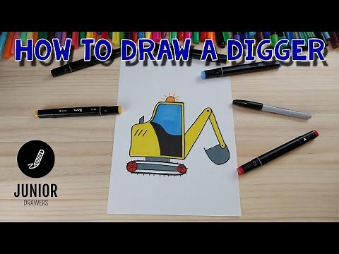 Drawing for kids - How to draw a Digger