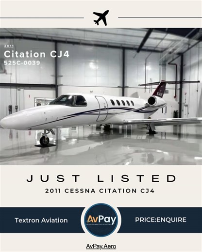 For Sale Cessna Citation CJ4 by Textron Aviation in Virginia USA...