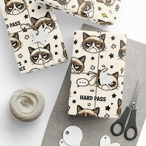 Grumpy Cat Wrapping Paper, Funny Cat Gift Wrap, Novelty Gift, Meme Gift Wrap, Grumpy Cat Gifts, Cat Lover, Cute Wrapping Paper - Etsy Canada
