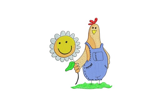Funny Chicken With Flower Embroidery Design, Chicken Machine Embroidery Design, 4 Sizes Instant Download - Etsy