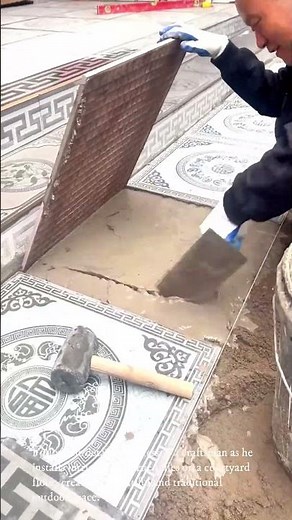 The process of installing patterned floor tiles
