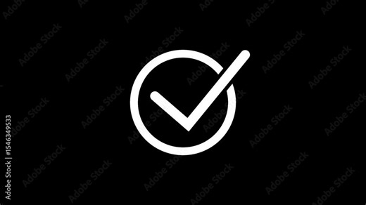 Check mark animation. check mark motion graphics. Animated tick mark icon. white color approved video footage.