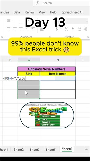 Auto Numbering Trick in Excel (No Drag!) ⚡
