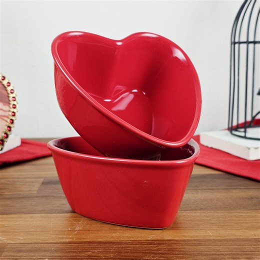 Set of 2 Heart Shaped Red Ceramic Dishes – 10 Oz Bakeware & Snack Bowls – Valentine’s Day Gift, Romantic Kitchen Decor - Etsy