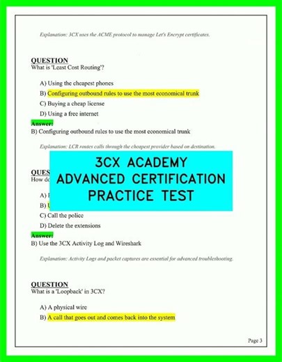 3CX Academy Advanced Certification Practice Test 2026 Exam Questions and Answers Guide