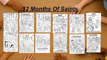 Catholic Saints Coloring Pages – 12 Month Bundle | Feast Day Activities, Religio